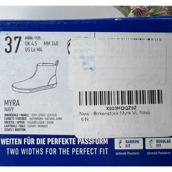 Birkenstock Myra Suede Ankle Boot Side Zip Navy Blue Women 6/EU37 NWB Narrow Fit - Picture 9 of 9